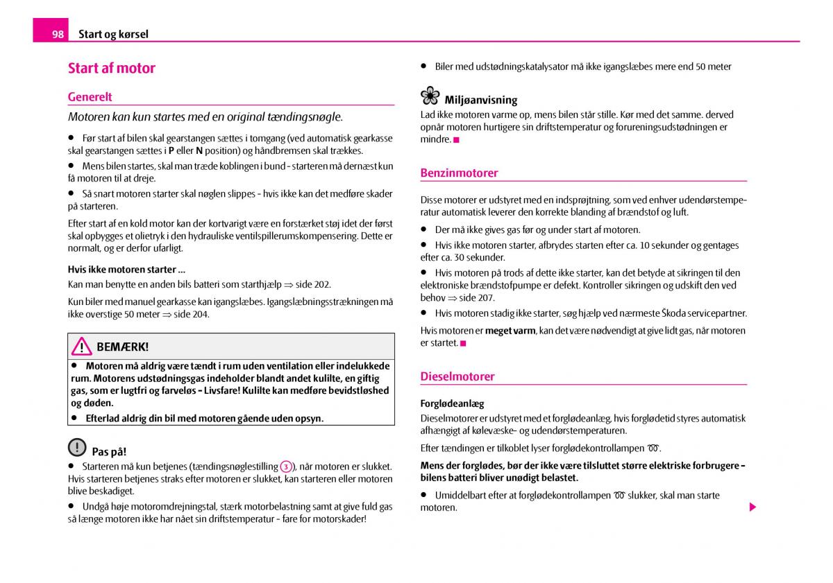 Skoda Superb I 1 Bilens instruktionsbog / page 99