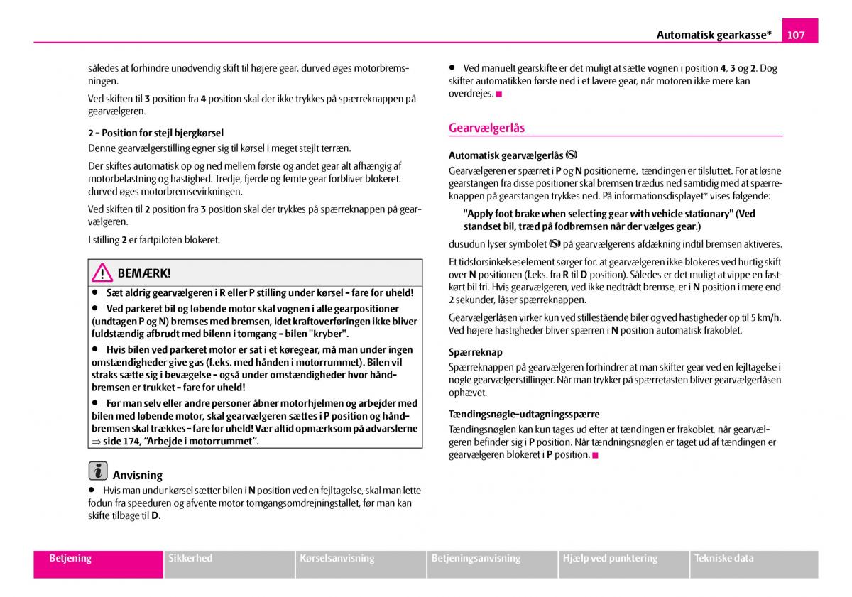 Skoda Superb I 1 Bilens instruktionsbog / page 108