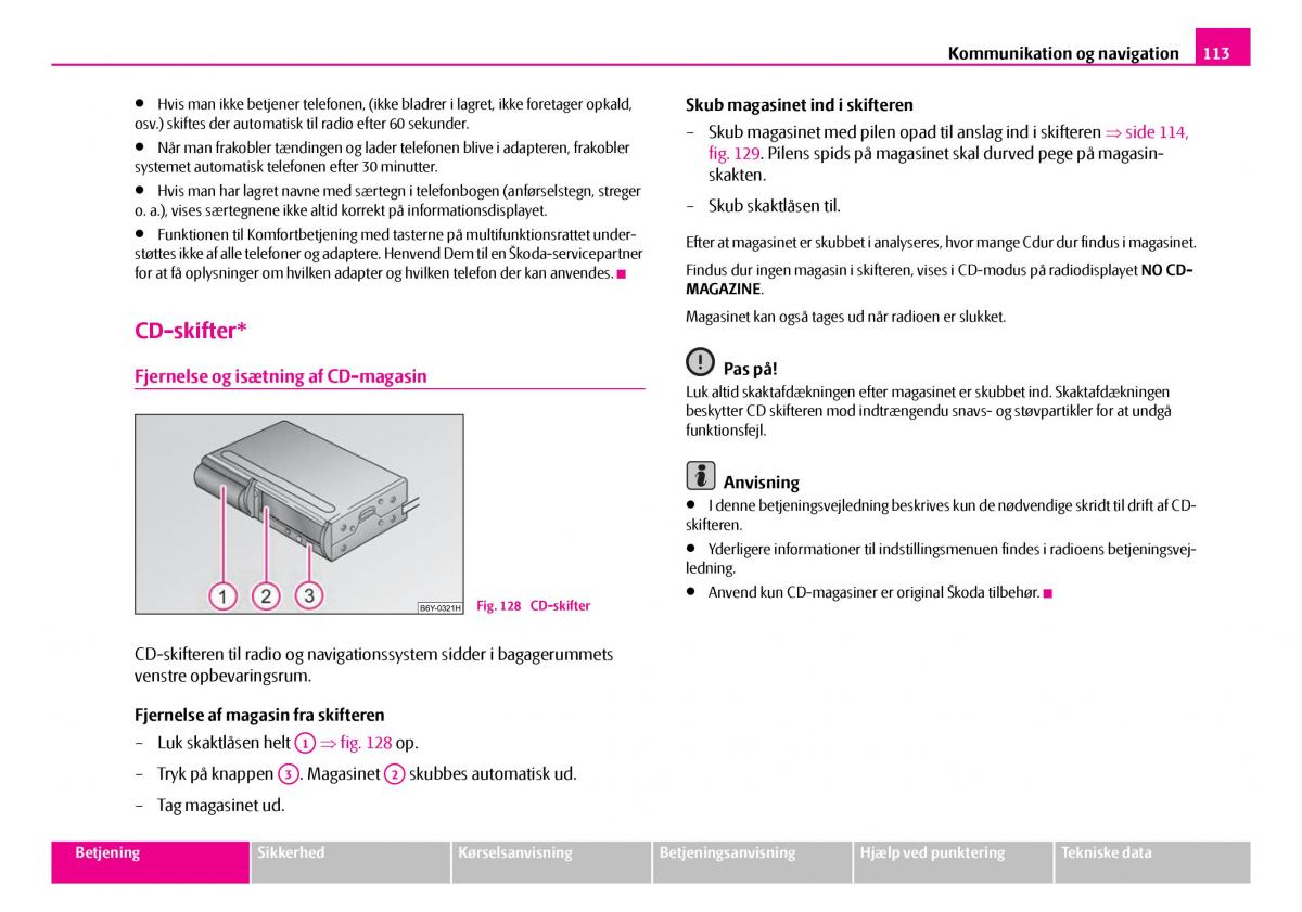 Skoda Superb I 1 Bilens instruktionsbog / page 114