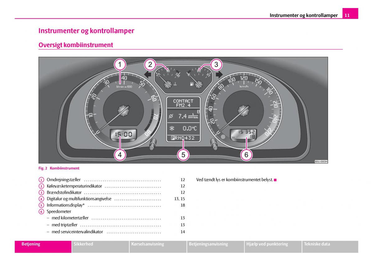 Skoda Superb I 1 Bilens instruktionsbog / page 12