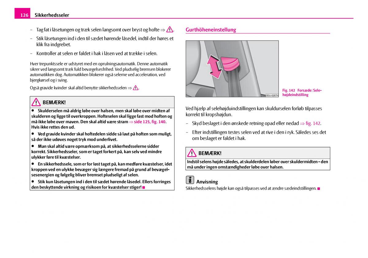 Skoda Superb I 1 Bilens instruktionsbog / page 127
