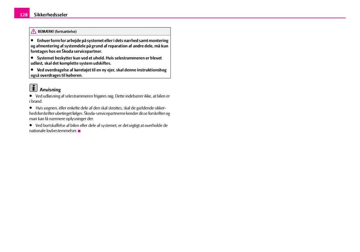 Skoda Superb I 1 Bilens instruktionsbog / page 129