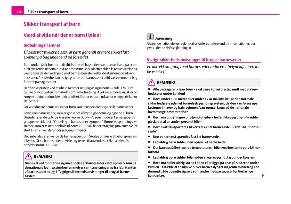 Skoda Superb I 1 Bilens instruktionsbog / page 139