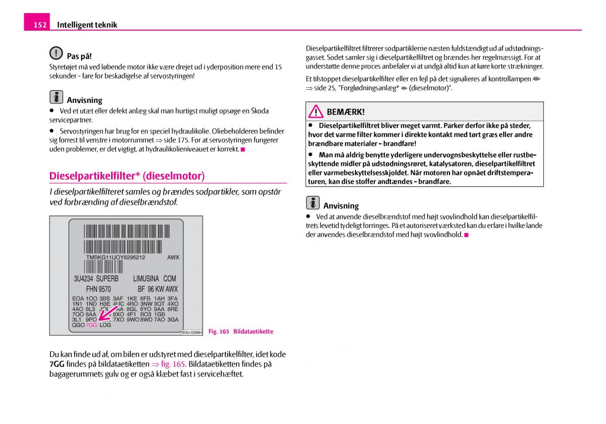 Skoda Superb I 1 Bilens instruktionsbog / page 153