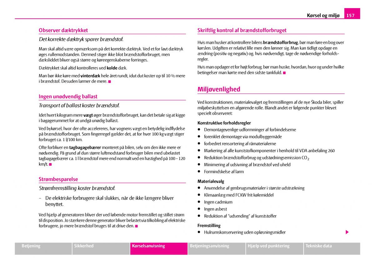 Skoda Superb I 1 Bilens instruktionsbog / page 158