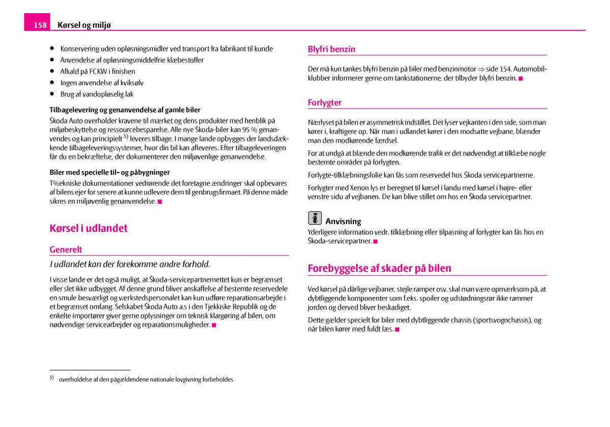 Skoda Superb I 1 Bilens instruktionsbog / page 159