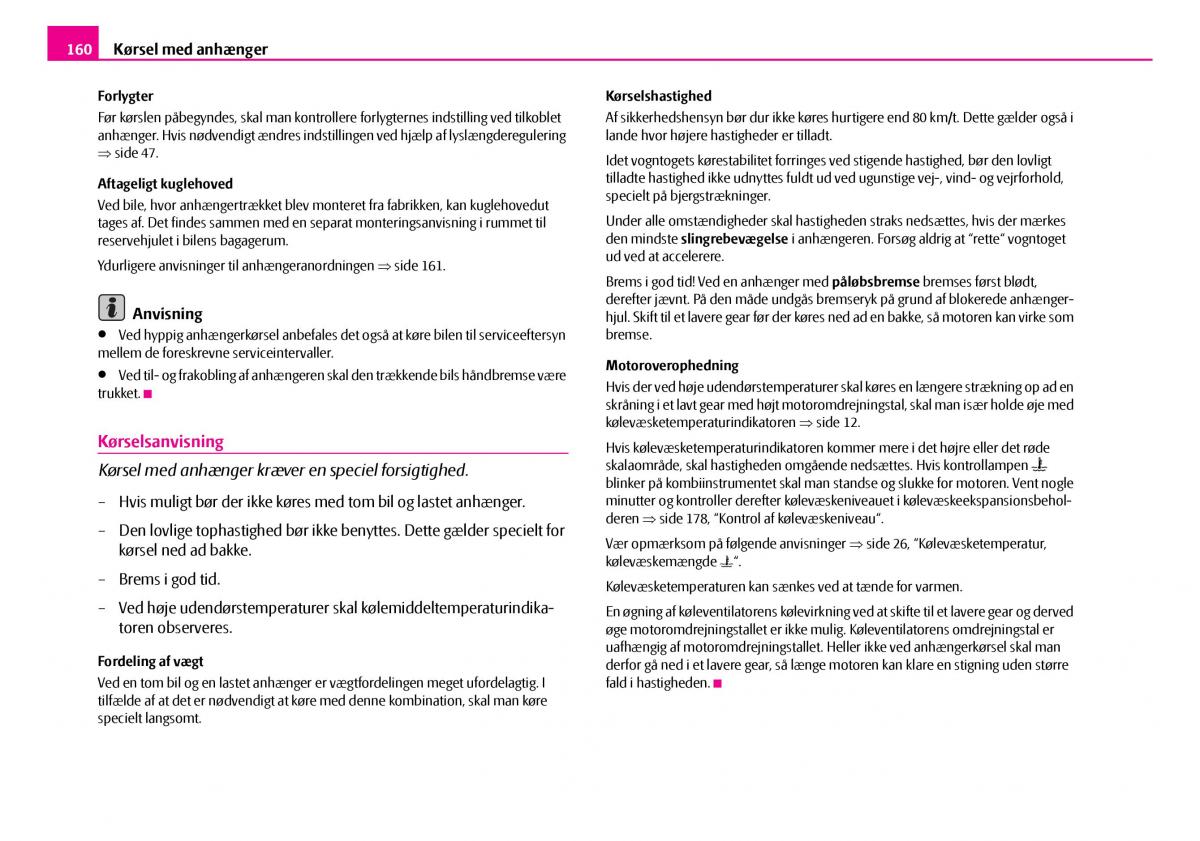 Skoda Superb I 1 Bilens instruktionsbog / page 161