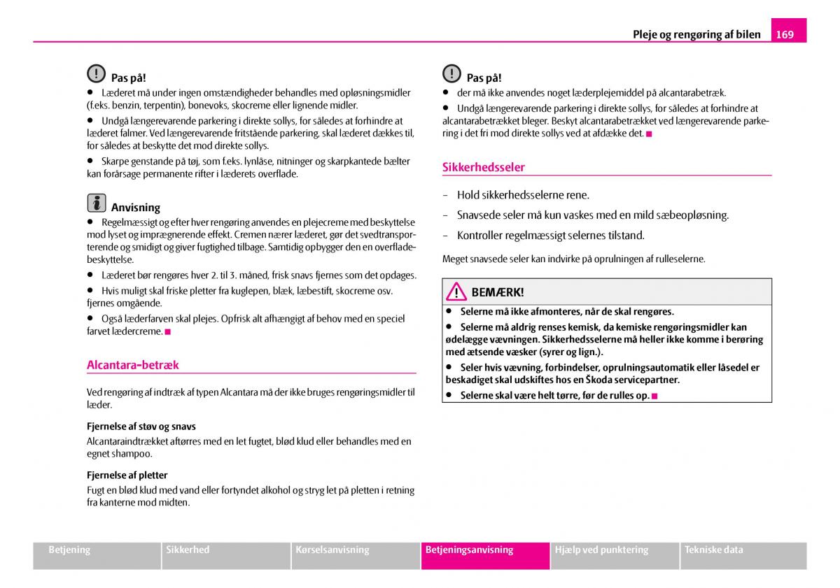 Skoda Superb I 1 Bilens instruktionsbog / page 170