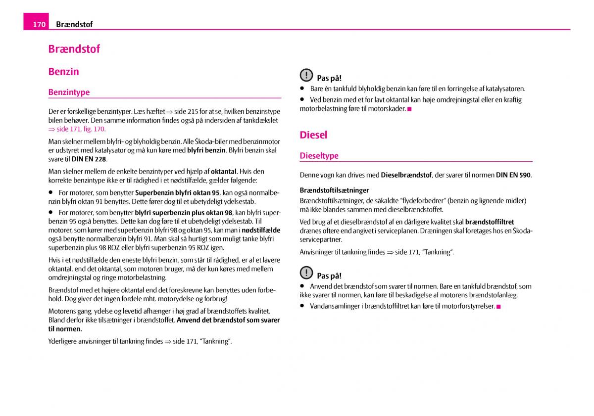 Skoda Superb I 1 Bilens instruktionsbog / page 171