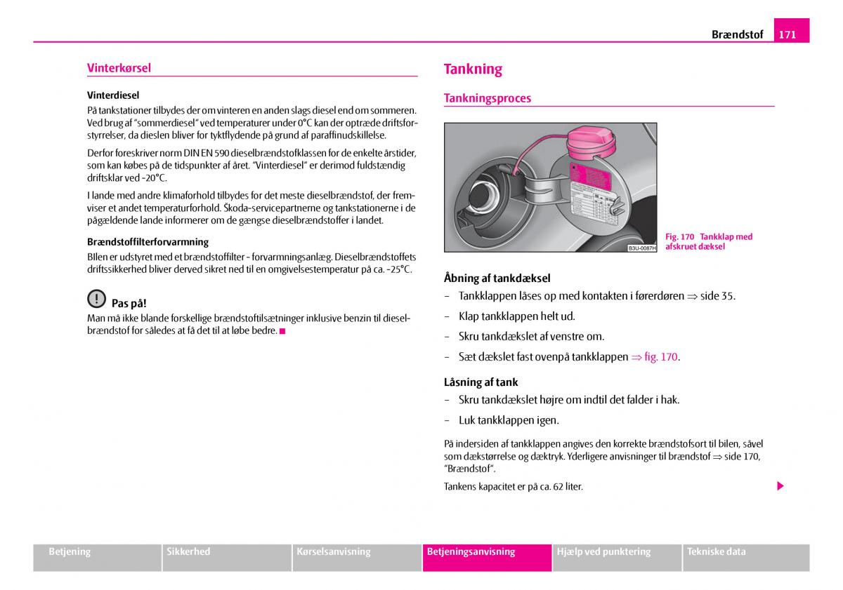 Skoda Superb I 1 Bilens instruktionsbog / page 172