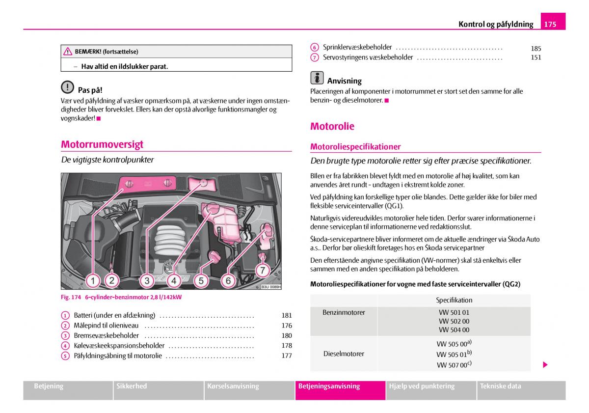 Skoda Superb I 1 Bilens instruktionsbog / page 176