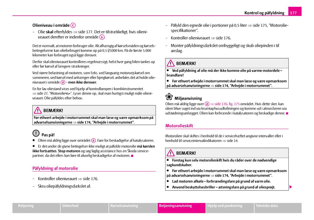 Skoda Superb I 1 Bilens instruktionsbog / page 178