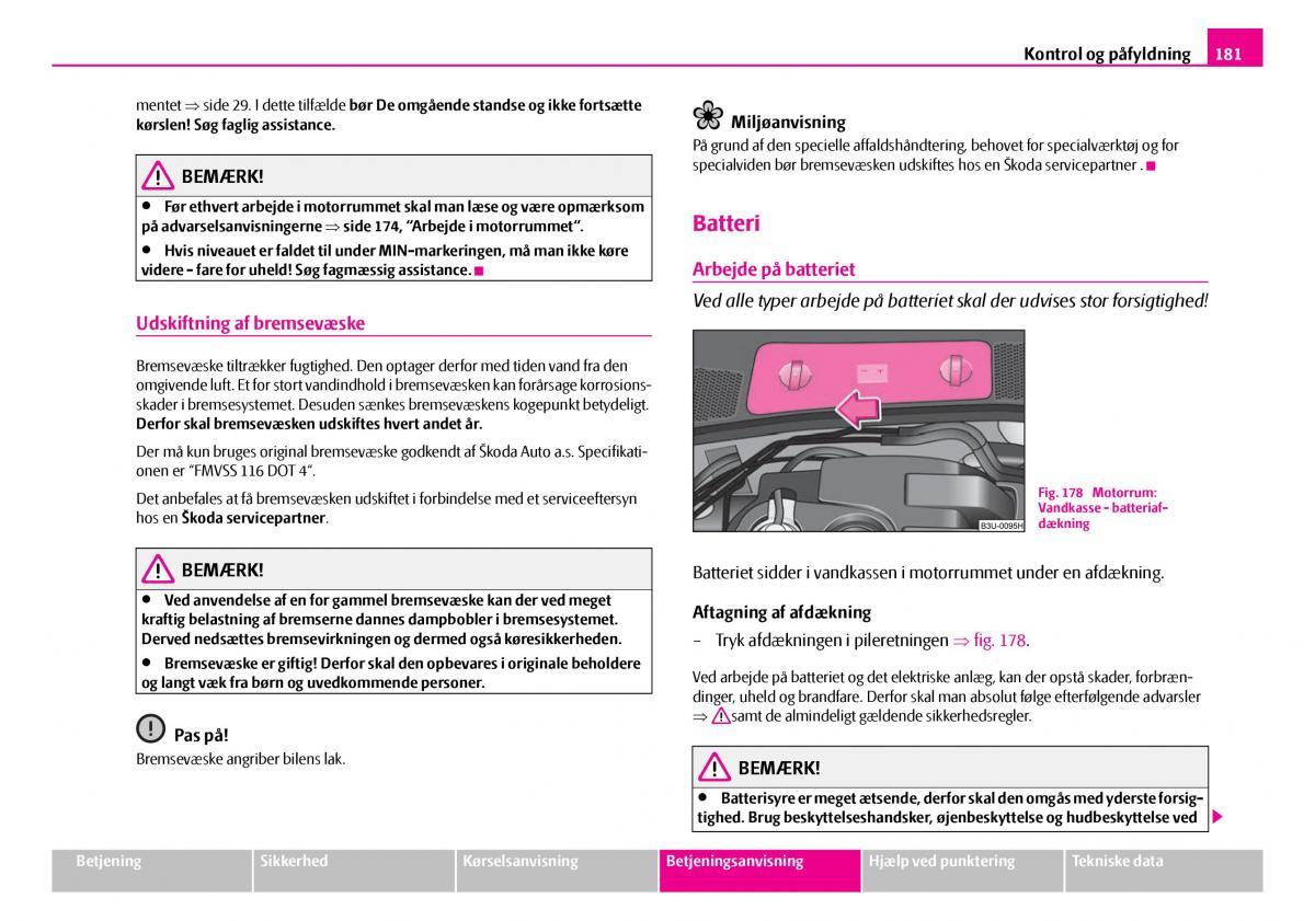 Skoda Superb I 1 Bilens instruktionsbog / page 182