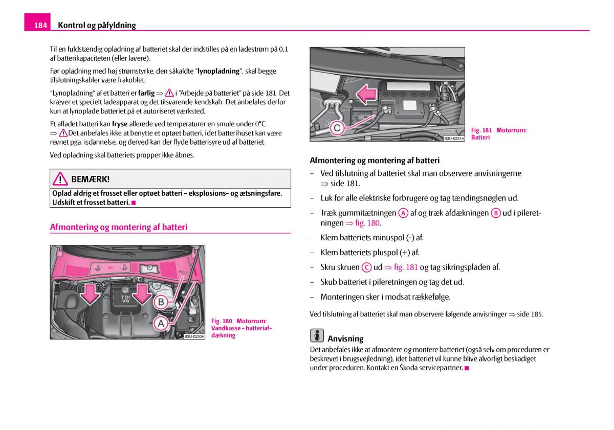 Skoda Superb I 1 Bilens instruktionsbog / page 185