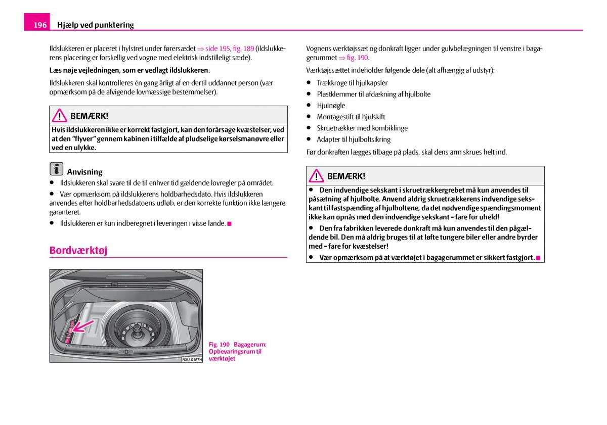 Skoda Superb I 1 Bilens instruktionsbog / page 197