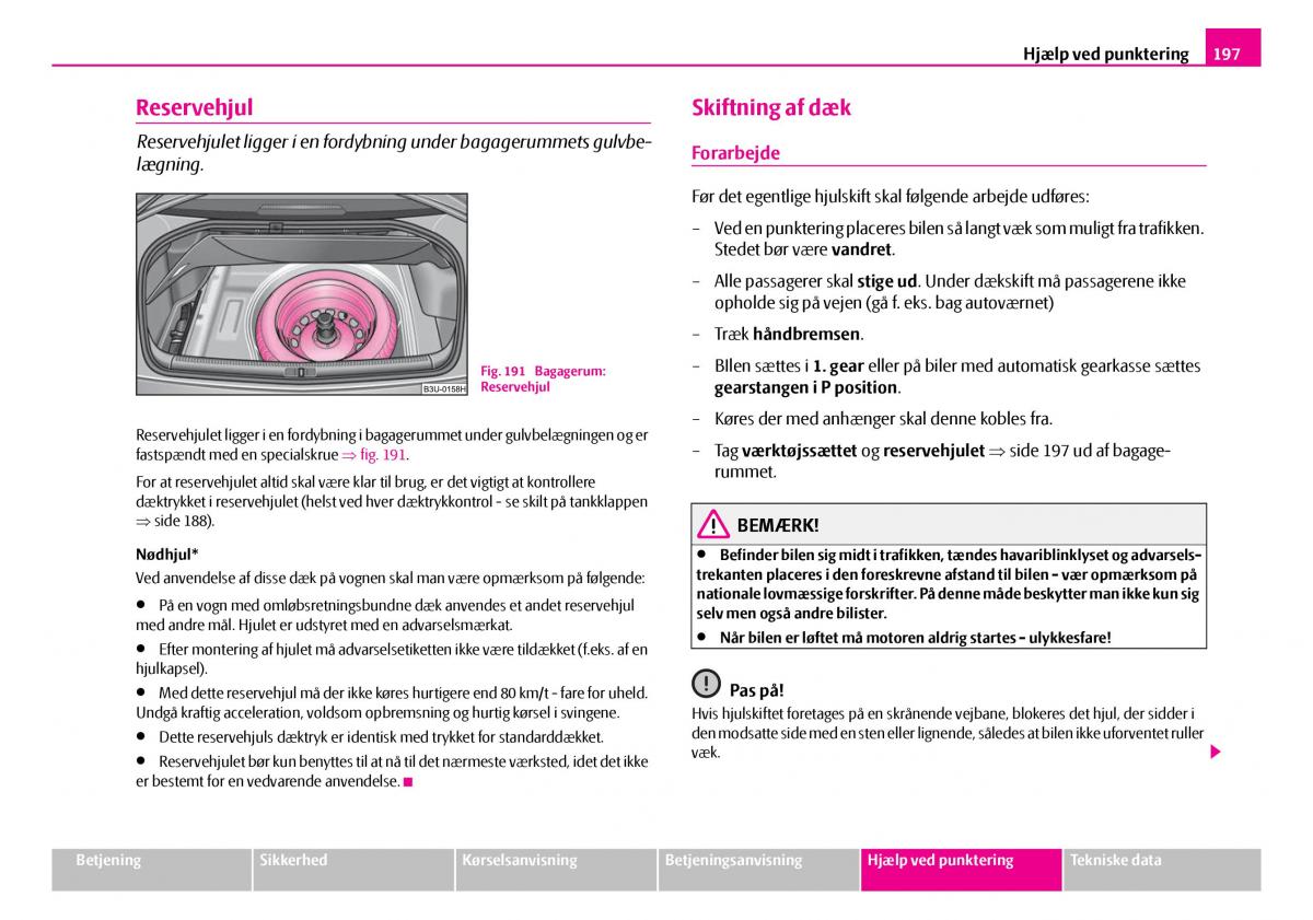 Skoda Superb I 1 Bilens instruktionsbog / page 198