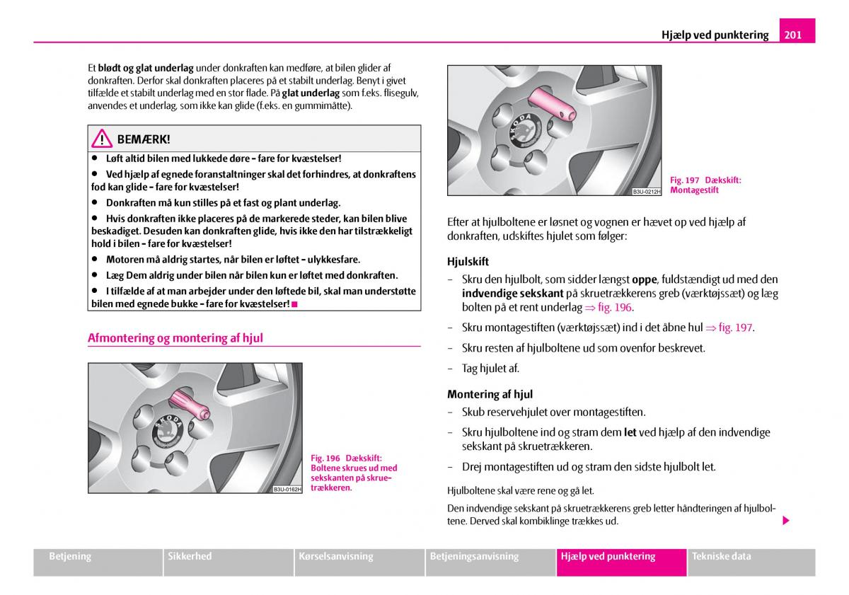 Skoda Superb I 1 Bilens instruktionsbog / page 202