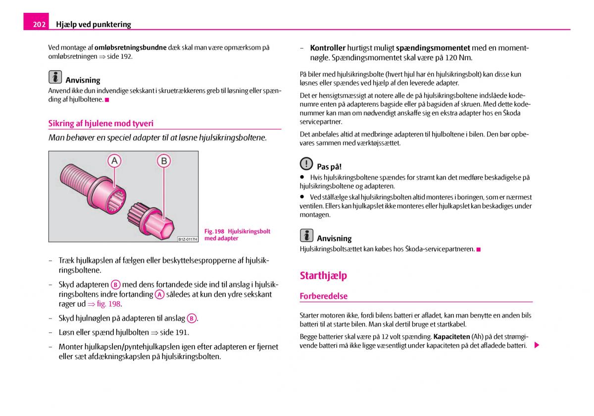 Skoda Superb I 1 Bilens instruktionsbog / page 203