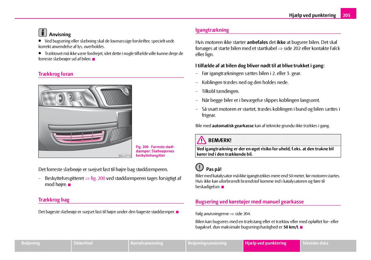 Skoda Superb I 1 Bilens instruktionsbog / page 206