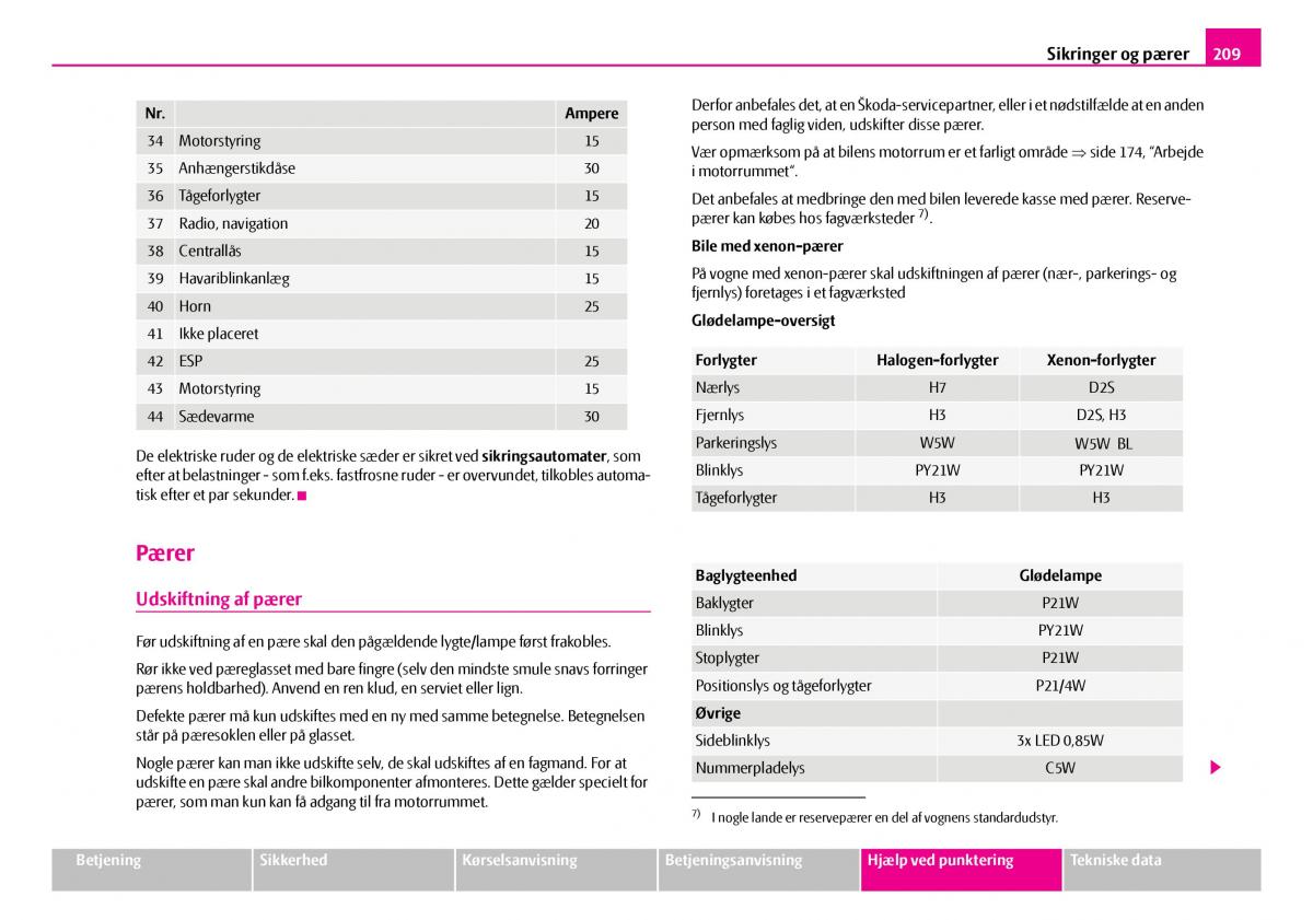 Skoda Superb I 1 Bilens instruktionsbog / page 210