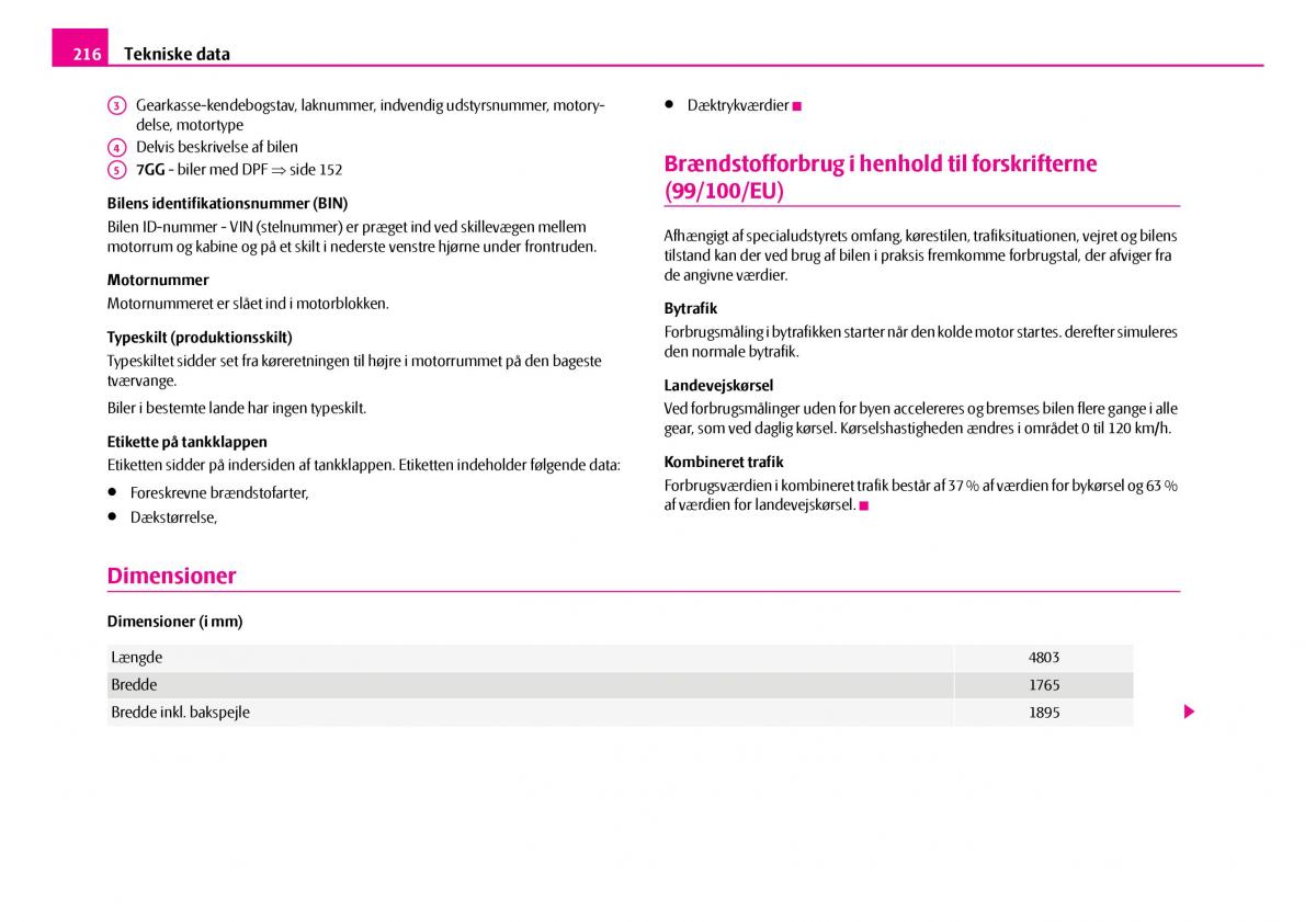 Skoda Superb I 1 Bilens instruktionsbog / page 217