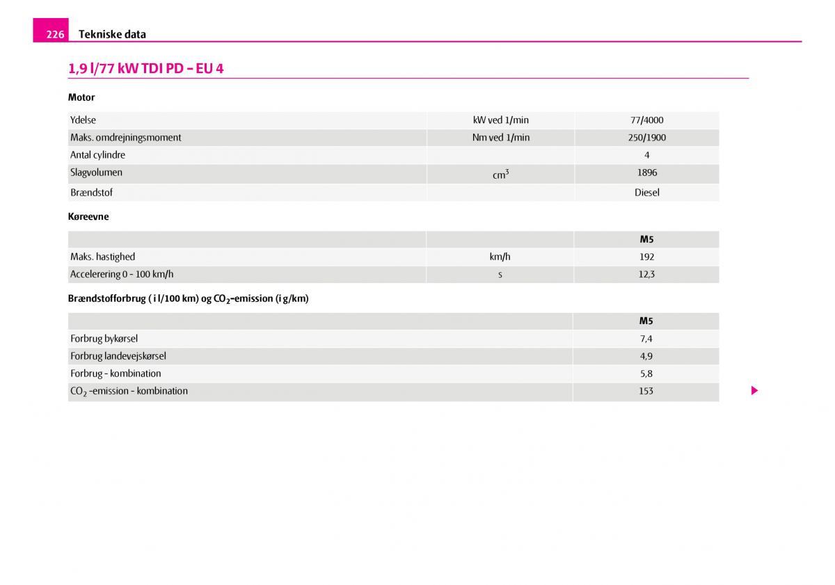 Skoda Superb I 1 Bilens instruktionsbog / page 227