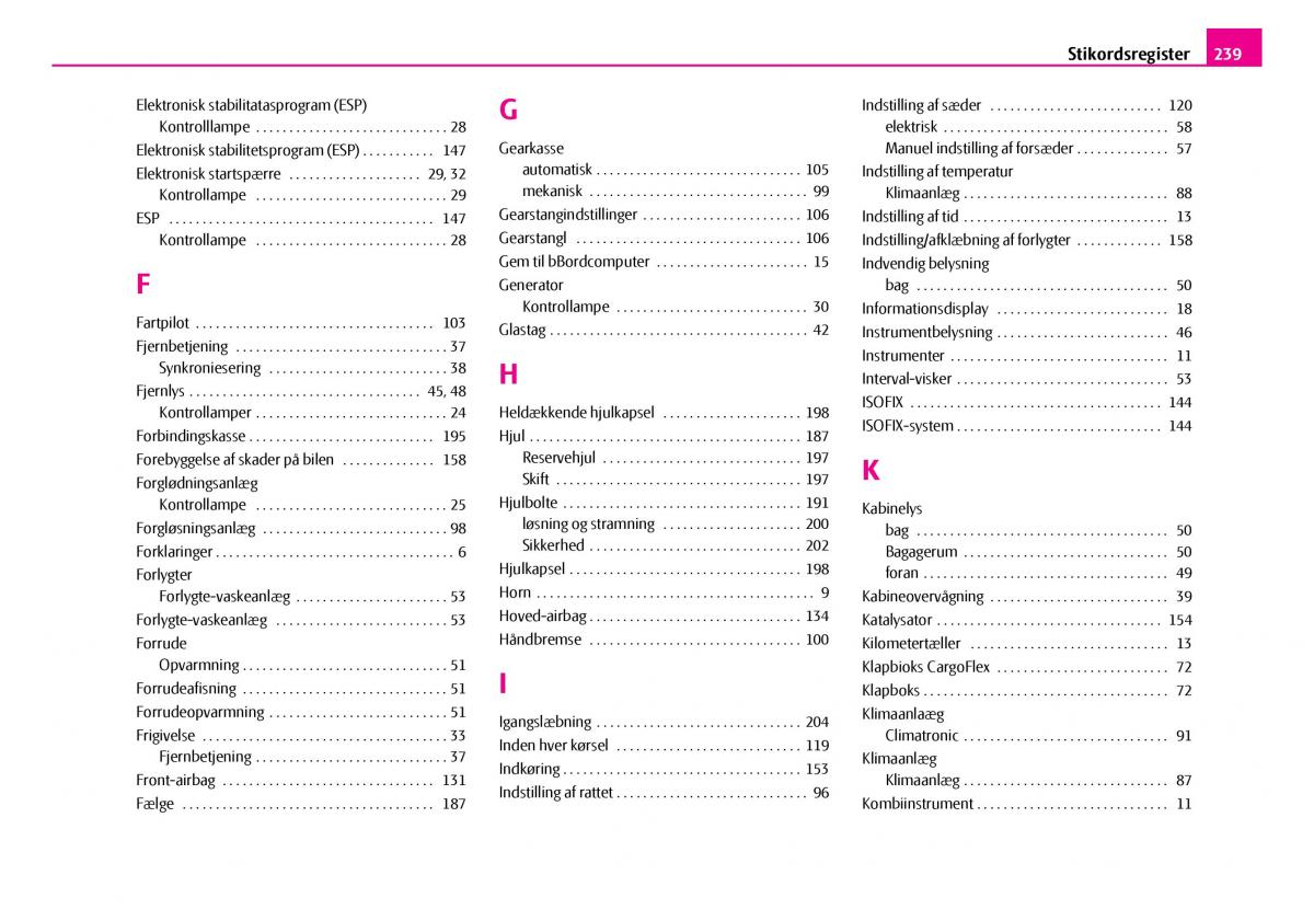 Skoda Superb I 1 Bilens instruktionsbog / page 240