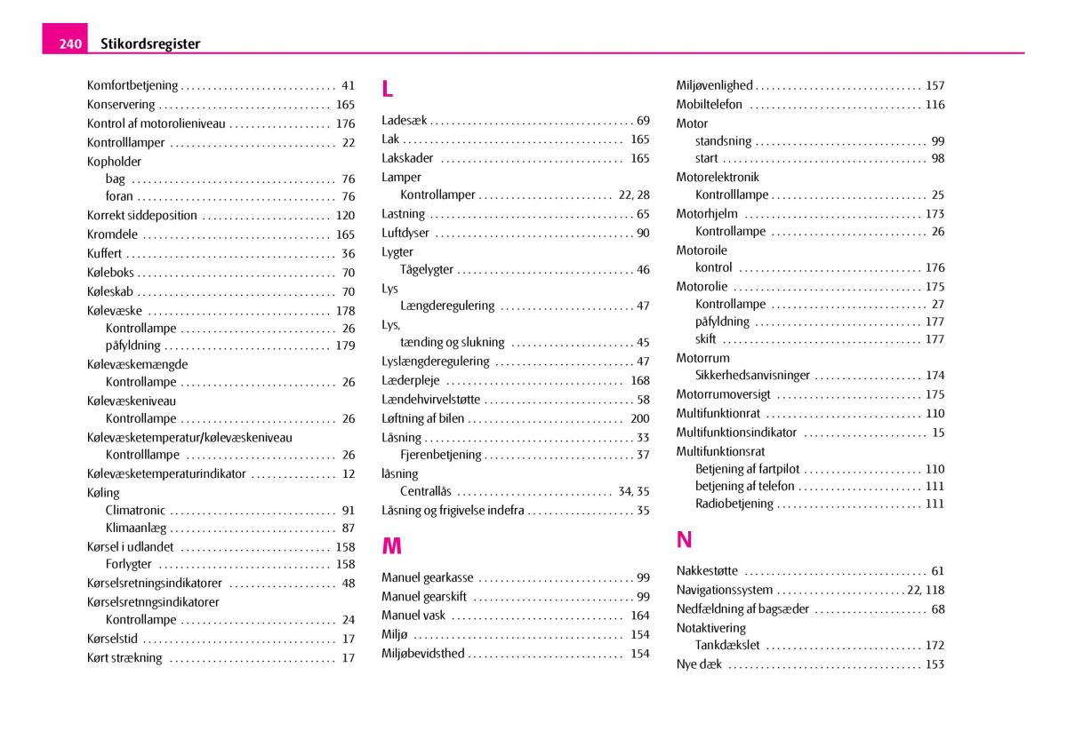 Skoda Superb I 1 Bilens instruktionsbog / page 241