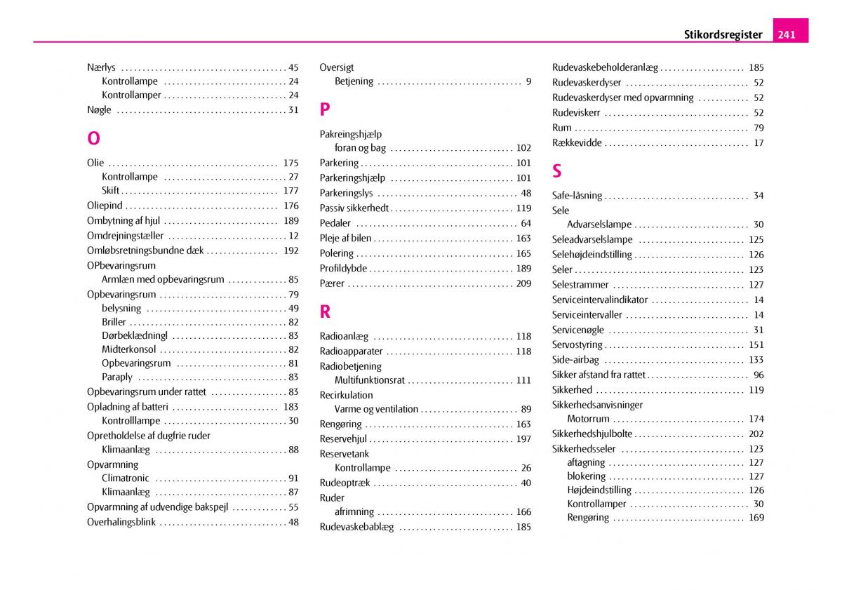 Skoda Superb I 1 Bilens instruktionsbog / page 242