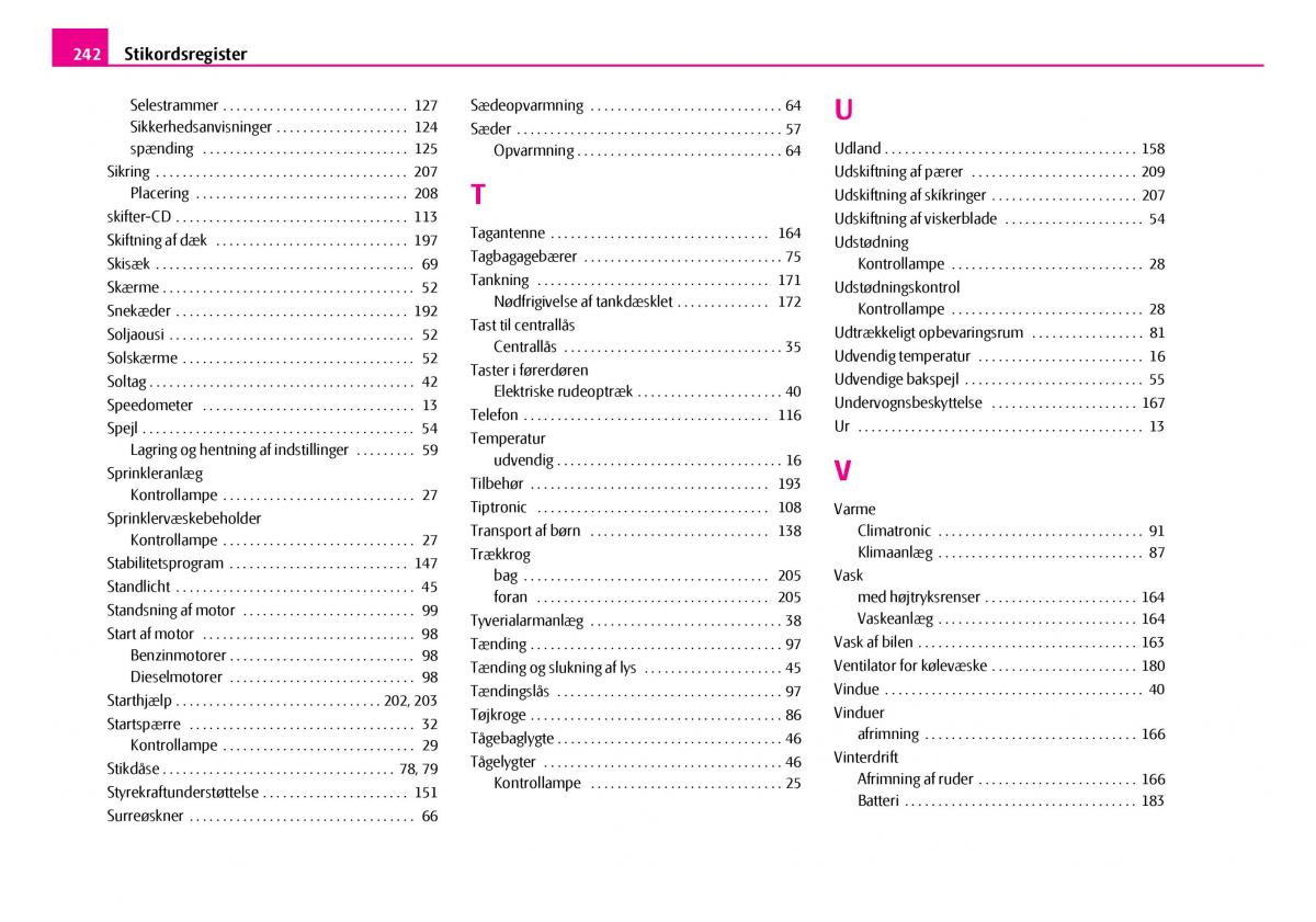 Skoda Superb I 1 Bilens instruktionsbog / page 243