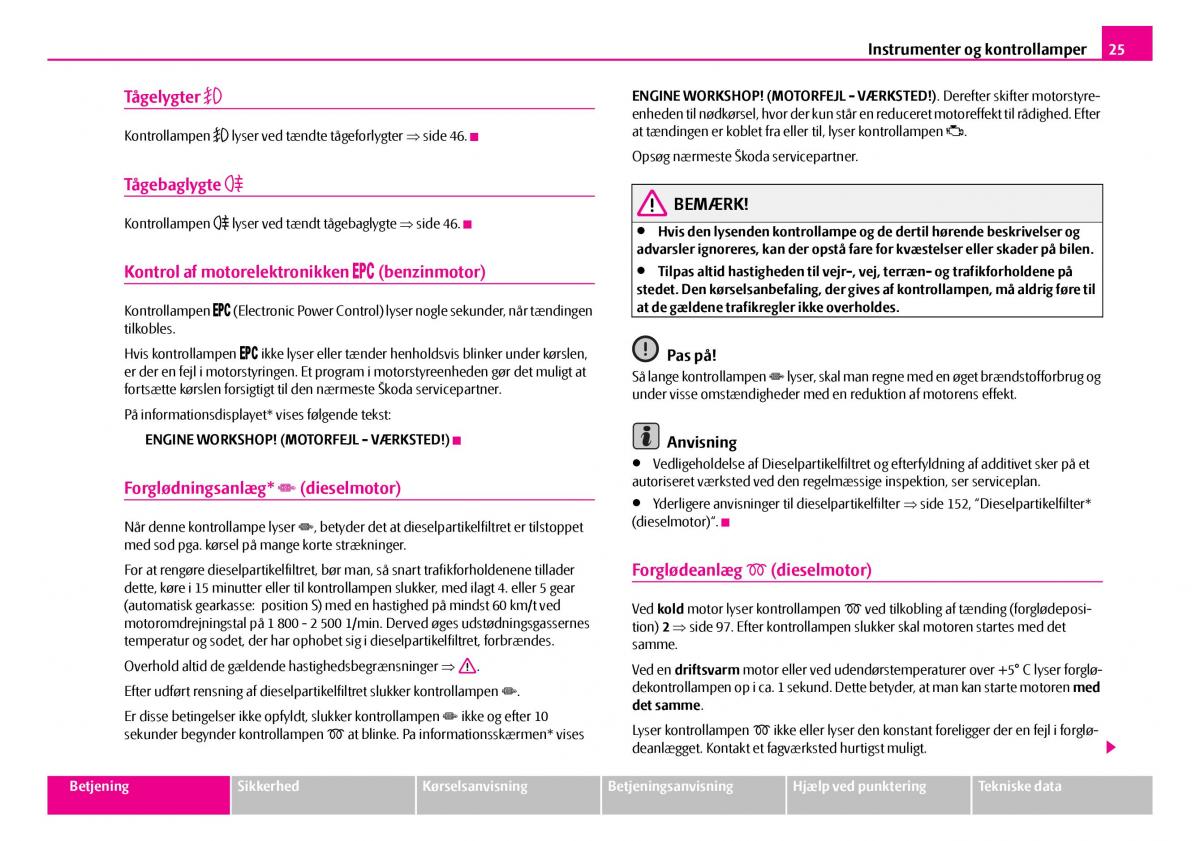 Skoda Superb I 1 Bilens instruktionsbog / page 26