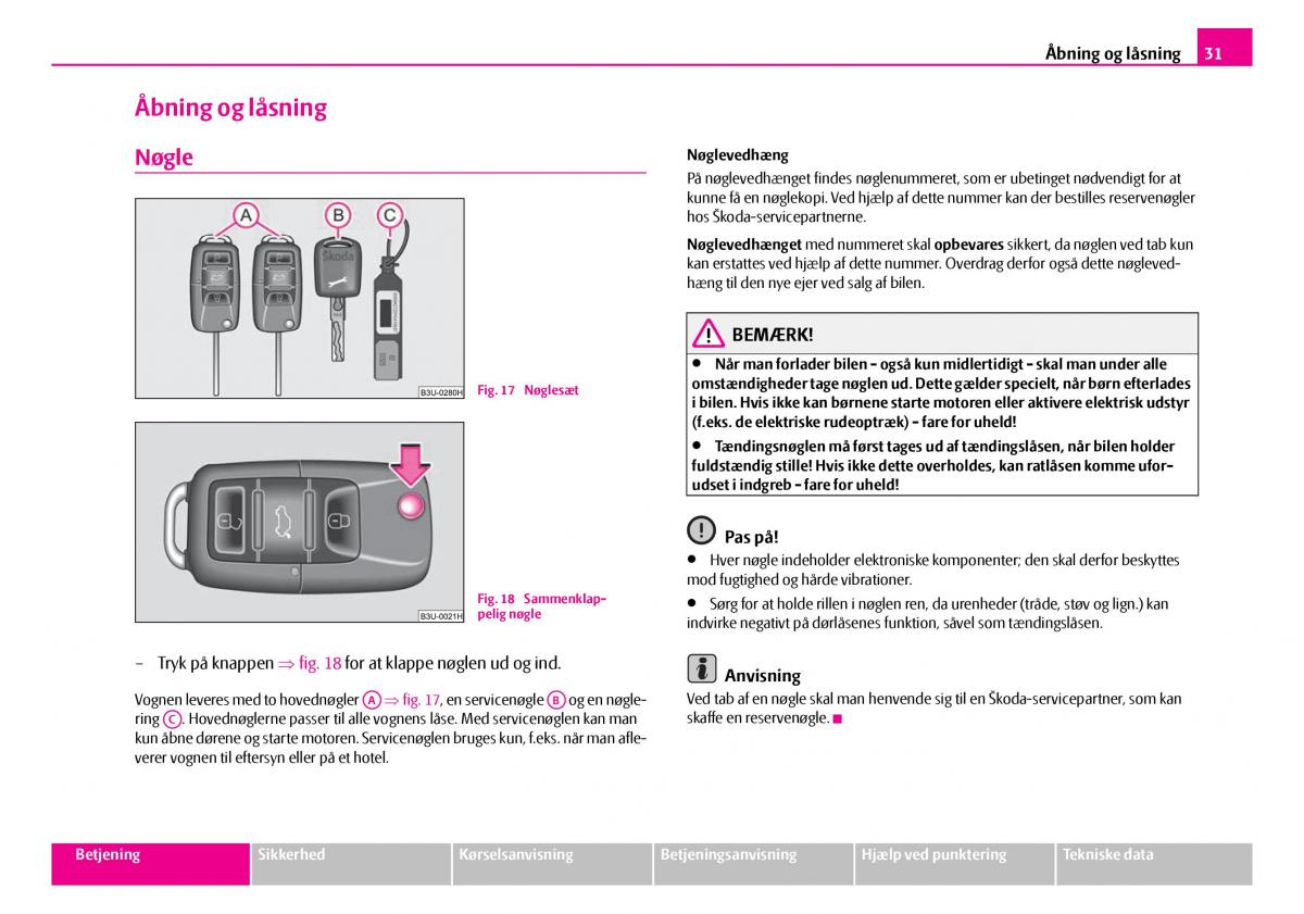 Skoda Superb I 1 Bilens instruktionsbog / page 32