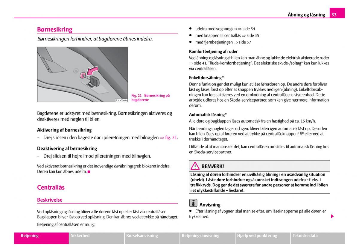 Skoda Superb I 1 Bilens instruktionsbog / page 34