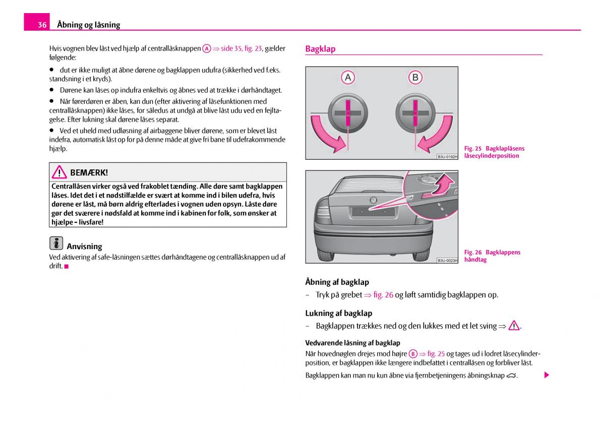 Skoda Superb I 1 Bilens instruktionsbog / page 37