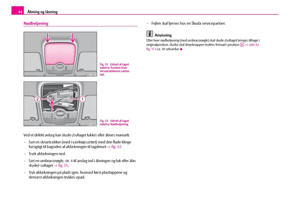 Skoda Superb I 1 Bilens instruktionsbog / page 45