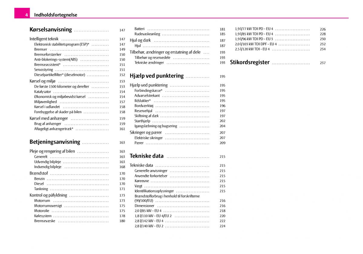 Skoda Superb I 1 Bilens instruktionsbog / page 5