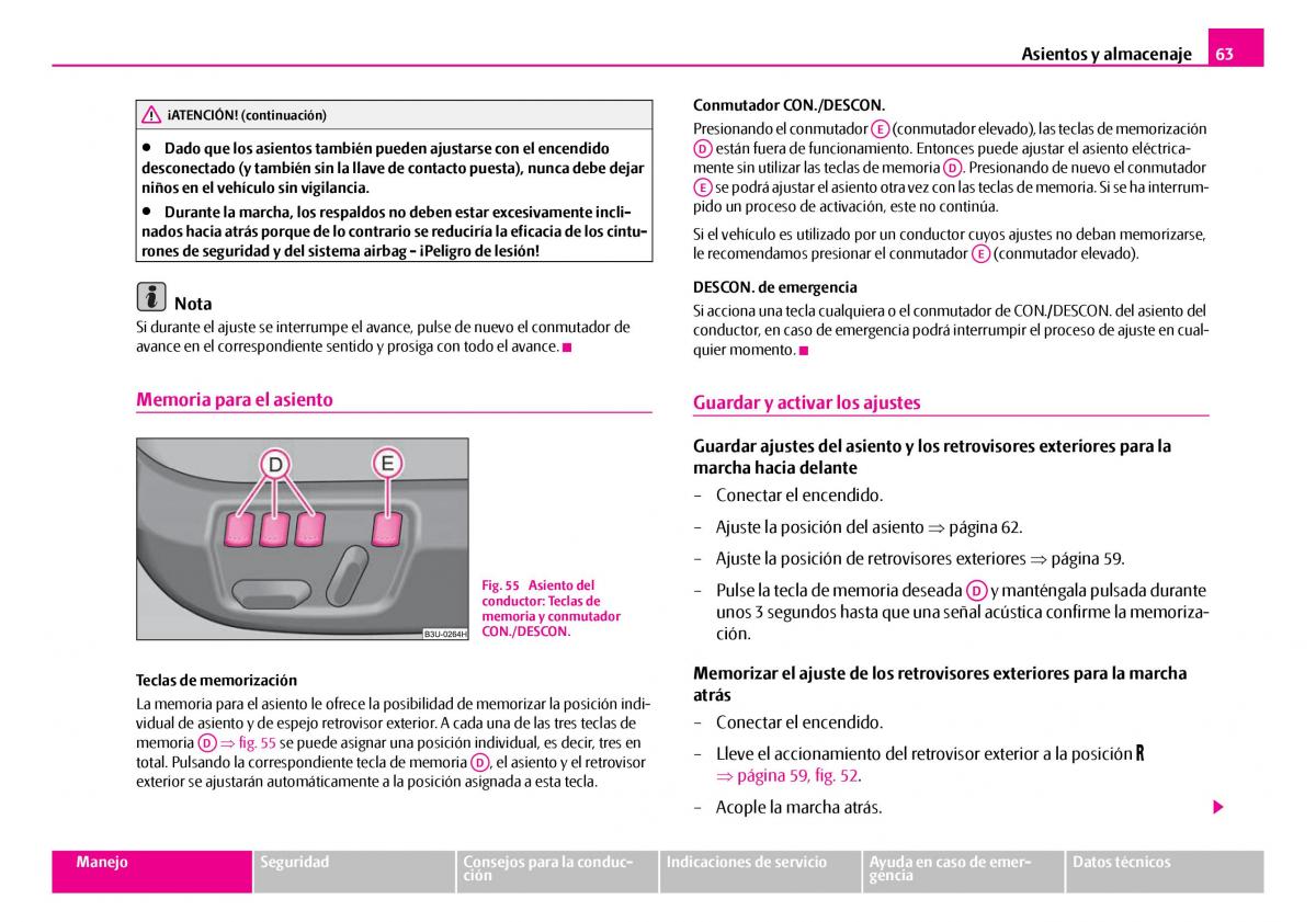 Skoda Superb I 1 manual del propietario / page 64