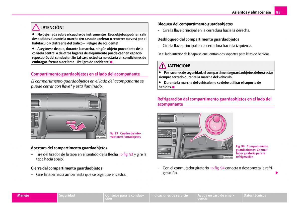 Skoda Superb I 1 manual del propietario / page 86