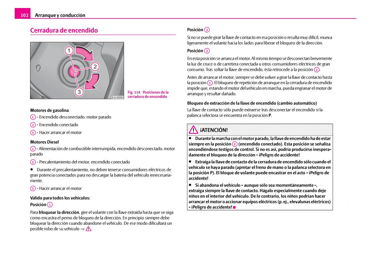 Skoda Superb I 1 manual del propietario / page 103