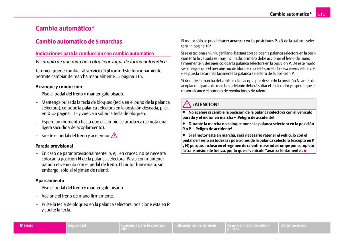 Skoda Superb I 1 manual del propietario / page 112