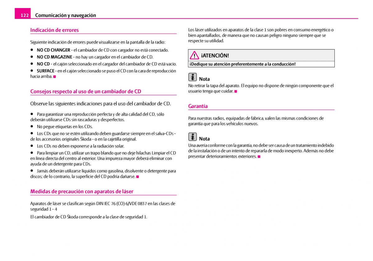 Skoda Superb I 1 manual del propietario / page 123