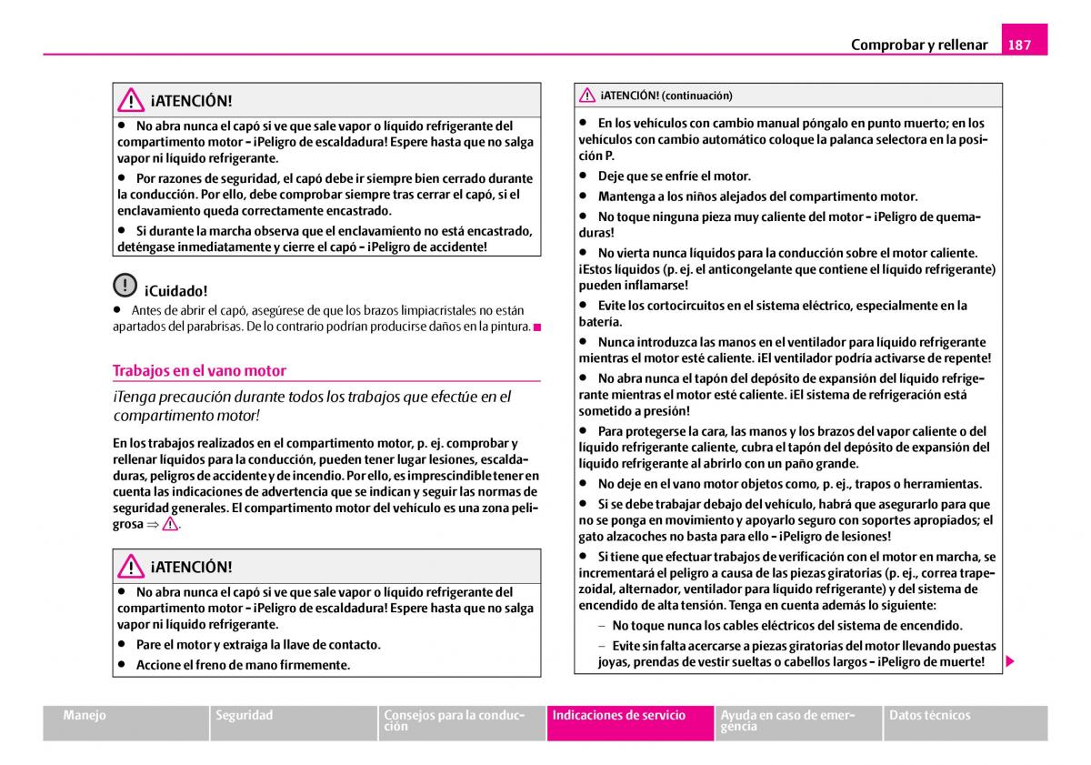 Skoda Superb I 1 manual del propietario / page 188