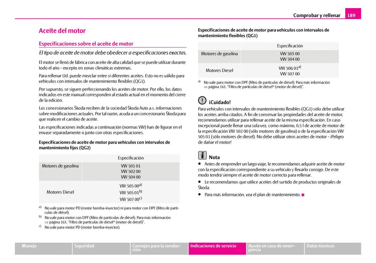 Skoda Superb I 1 manual del propietario / page 190