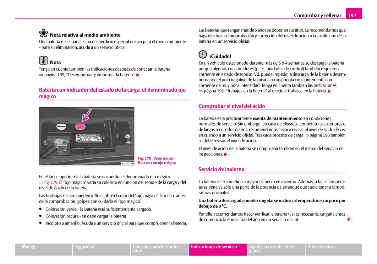 Skoda Superb I 1 manual del propietario / page 198