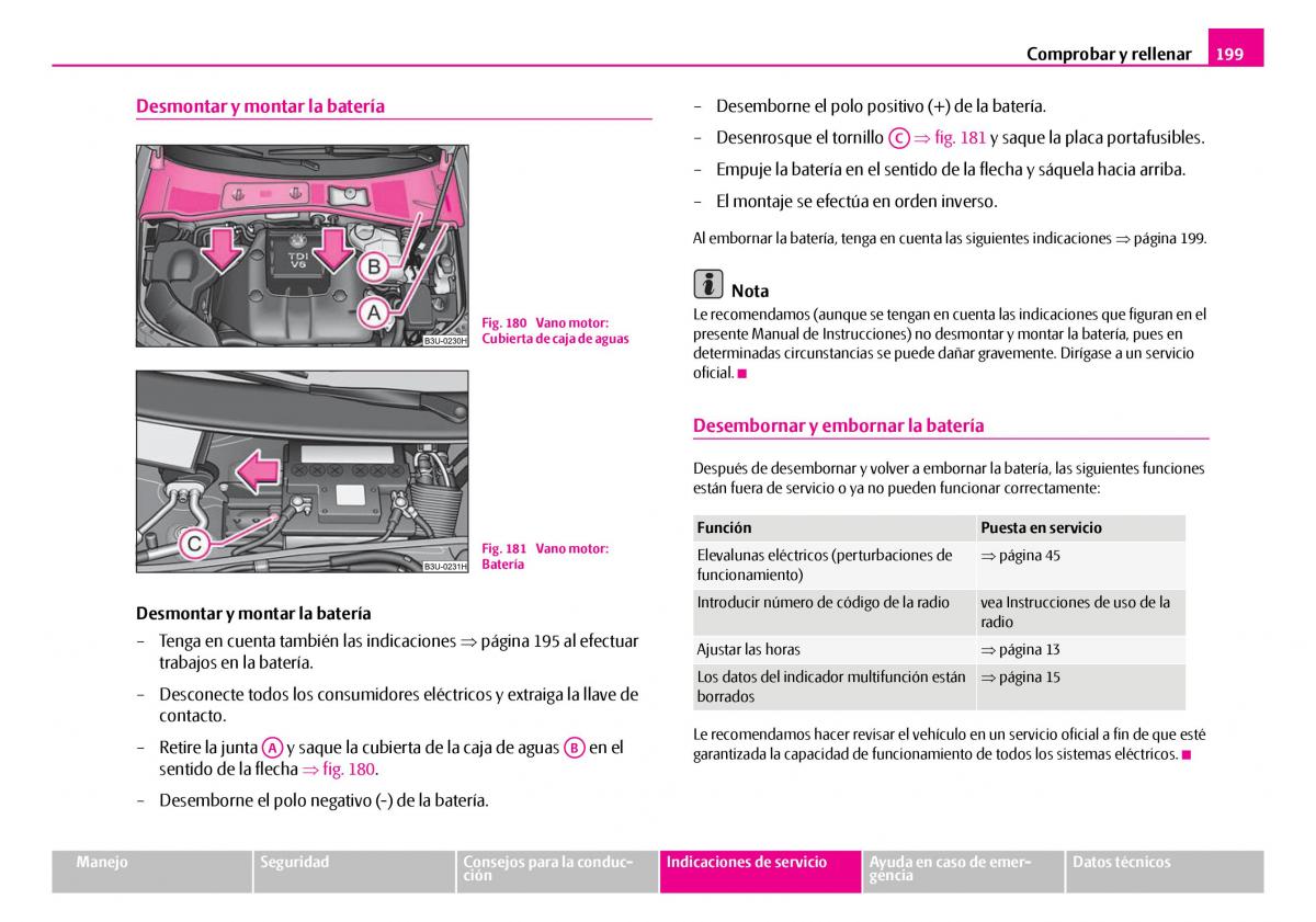 Skoda Superb I 1 manual del propietario / page 200