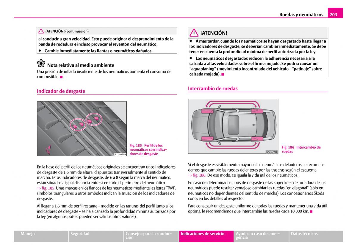 Skoda Superb I 1 manual del propietario / page 204