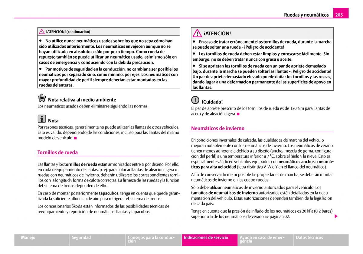 Skoda Superb I 1 manual del propietario / page 206