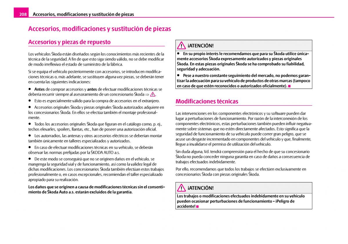 Skoda Superb I 1 manual del propietario / page 209