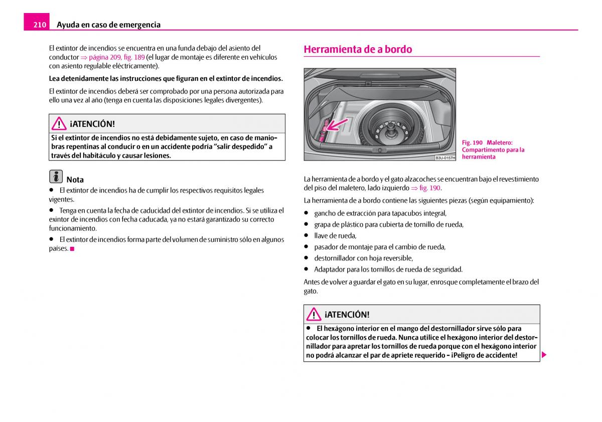 Skoda Superb I 1 manual del propietario / page 211