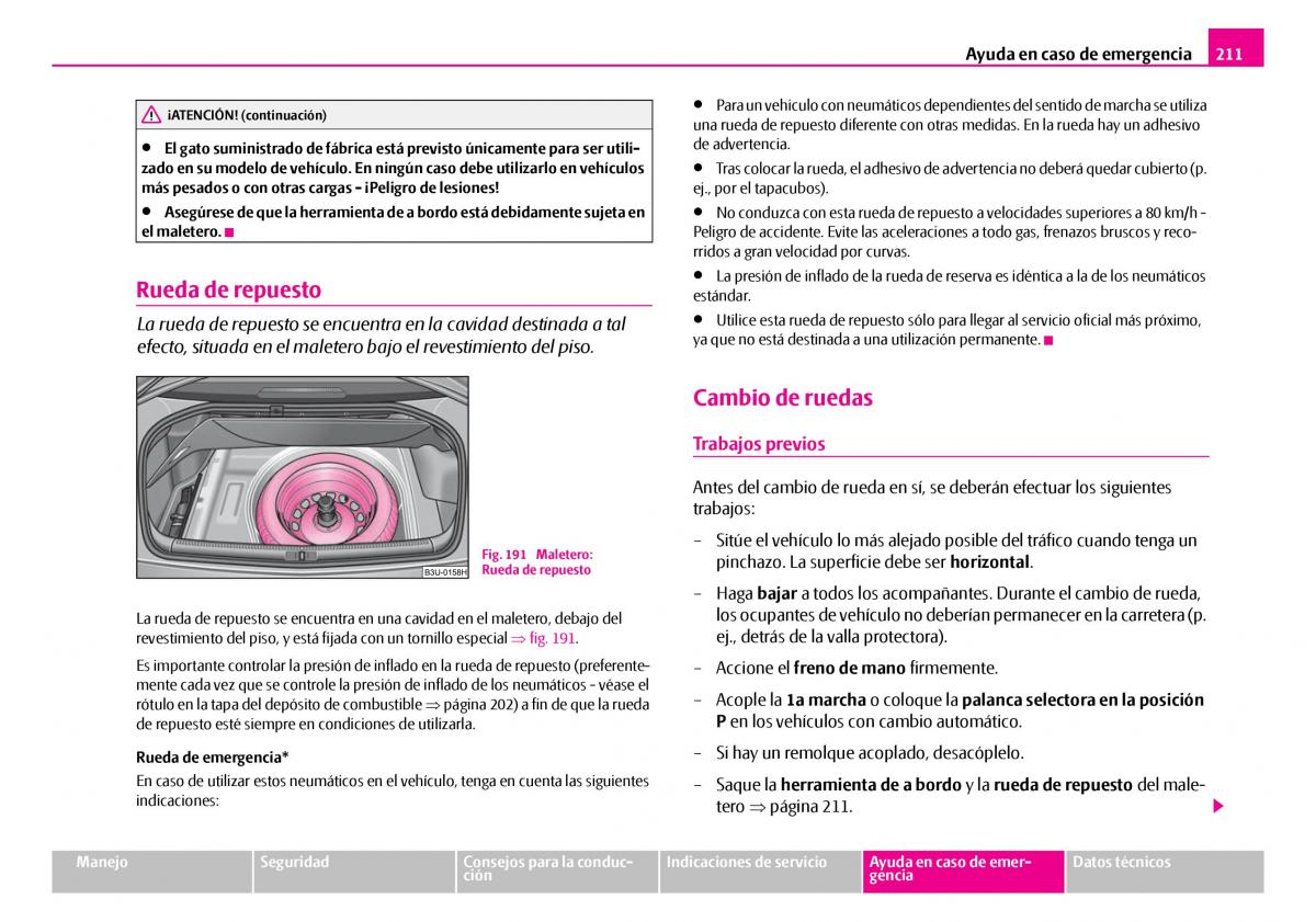 Skoda Superb I 1 manual del propietario / page 212